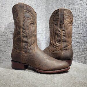 Tecovas The Cartwright Men's Size 10D US Cafe Leather Pull-On Western Boots.